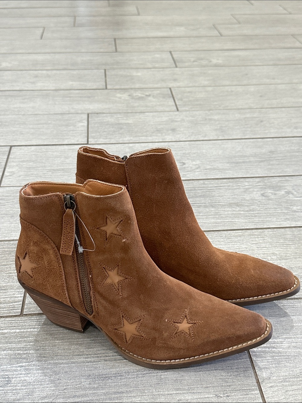 Dingo Little Star Cut Out Snip Toe Zippered Cowboy Booties New! - Picture 8 of 12